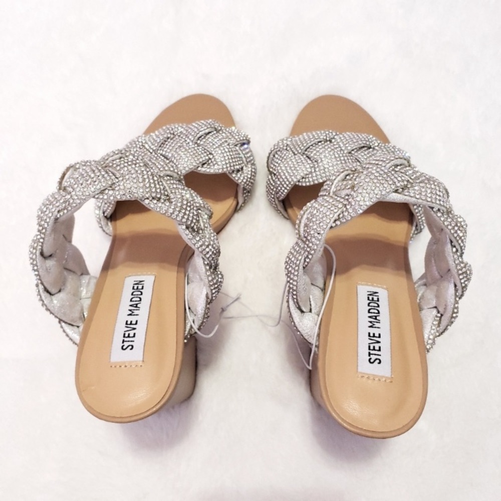 Steve Madden Rhinestone Braided Block Sandals - Picture 7 of 15